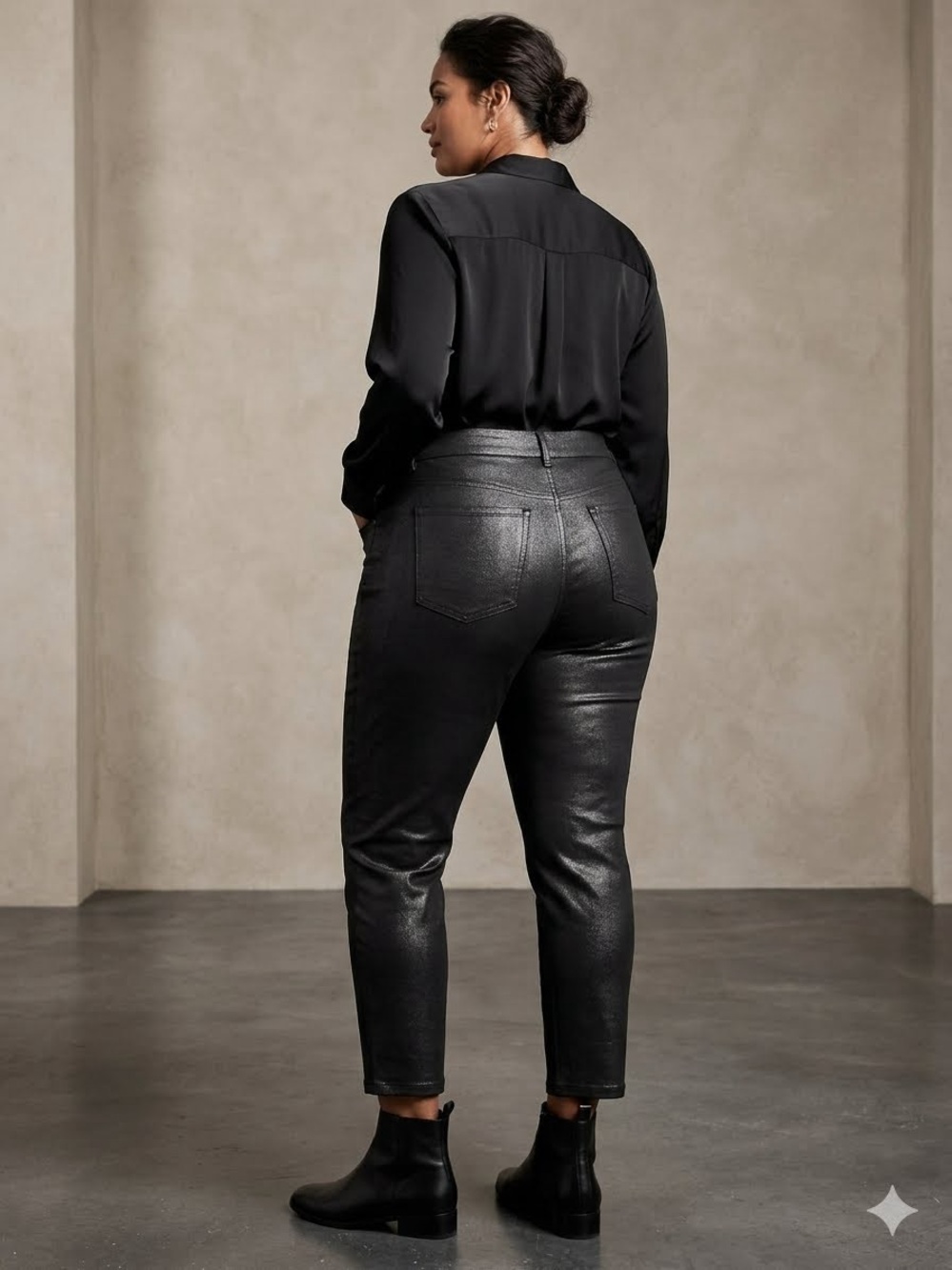 NWT Lane Bryant Size 30 (5X) Black Coated Skinny Jeans Plus Size